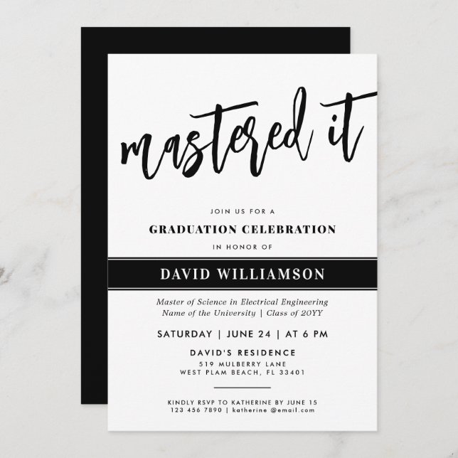Moderner Master-Grad-Abschluss meisterte es Einladung (Vorne/Hinten)