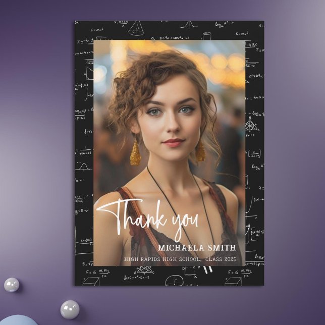 Moderner Mathematik Script Foto Abschluss Dankeskarte (Von Creator hochgeladen)