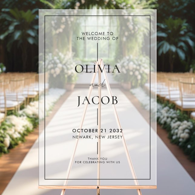 Moderner Mattierter Hochzeitsempfang Acrylschild (Von Creator hochgeladen)