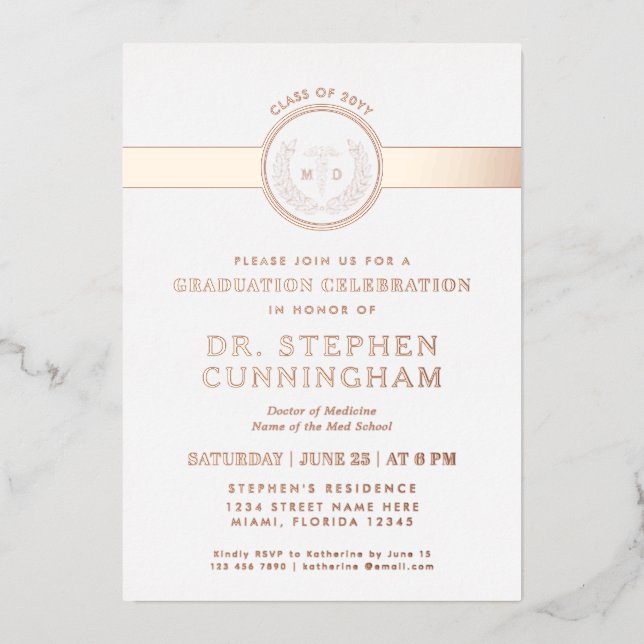 Moderner MD Doktor der Medicine Med School Abschlu Folieneinladung (Vorderseite)
