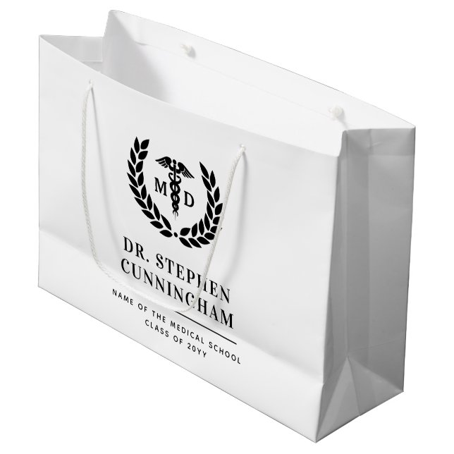Moderner MD Doktor der Medicine Med School Abschlu Große Geschenktüte (Vorderseite Schrägansicht)