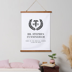 Moderner MD Doktor der Medicine Med School Abschlu Wandteppich Mit Holzrahmen