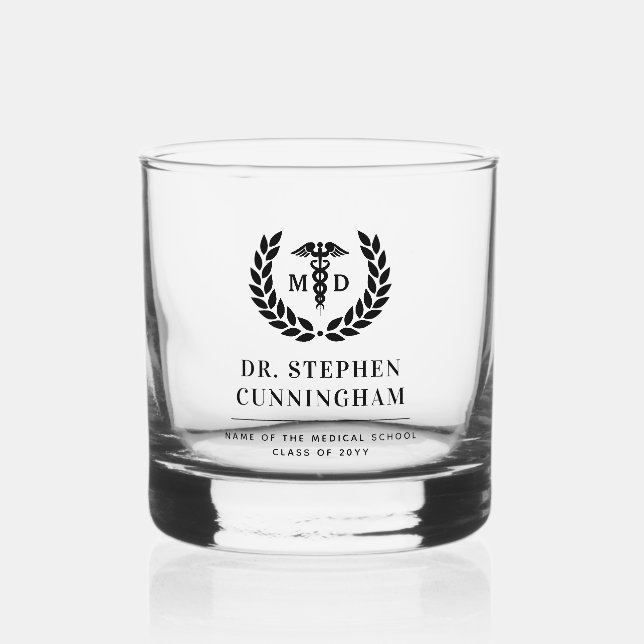 Moderner MD Doktor der Medicine Med School Abschlu Whiskyglas (Vorderseite)