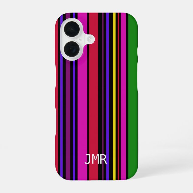 Moderner Mehrfarben-Barcode-Designer iPhone 16 Hülle (Rückseite)