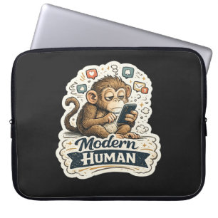 Moderner Mensch Lustiger Affe Smartphone Social Me Laptopschutzhülle