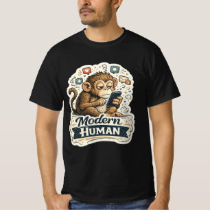 Moderner Mensch Lustiger Affe Smartphone Social Me T-Shirt