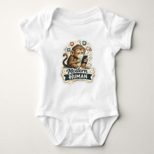 Moderner Mensch Lustiger Affe Smartphone Soziale M Baby Strampler