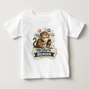 Moderner Mensch Lustiger Affe Smartphone Soziale M Baby T-shirt