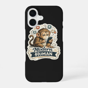 Moderner Mensch Lustiger Affe Smartphone Soziale M iPhone 16 Hülle