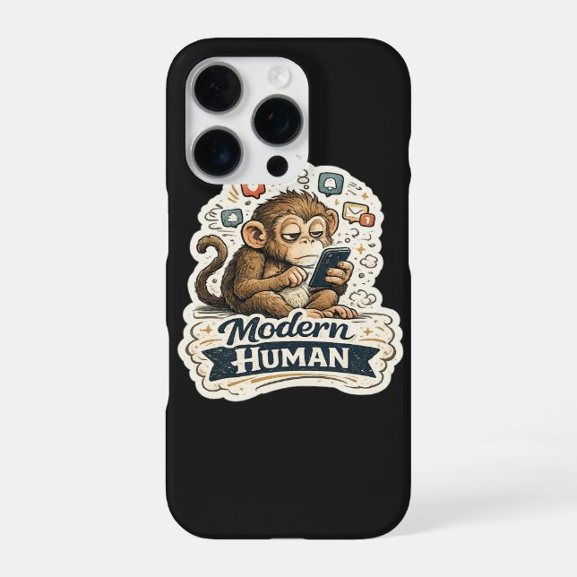 Moderner Mensch Lustiger Affe Smartphone Soziale M iPhone Hülle (Rückseite)