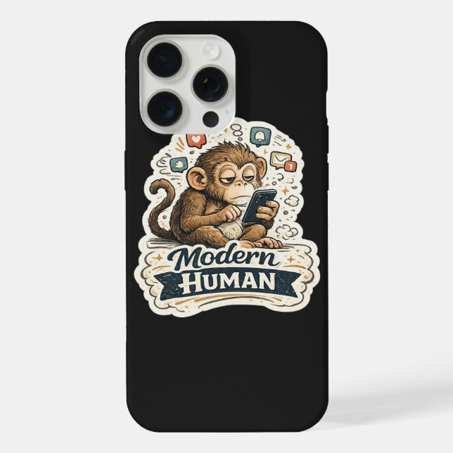 Moderner Mensch Lustiger Affe Smartphone Soziale M iPhone Hülle (Rückseite)