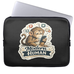 Moderner Mensch Lustiger Affe Smartphone Soziale M Laptopschutzhülle
