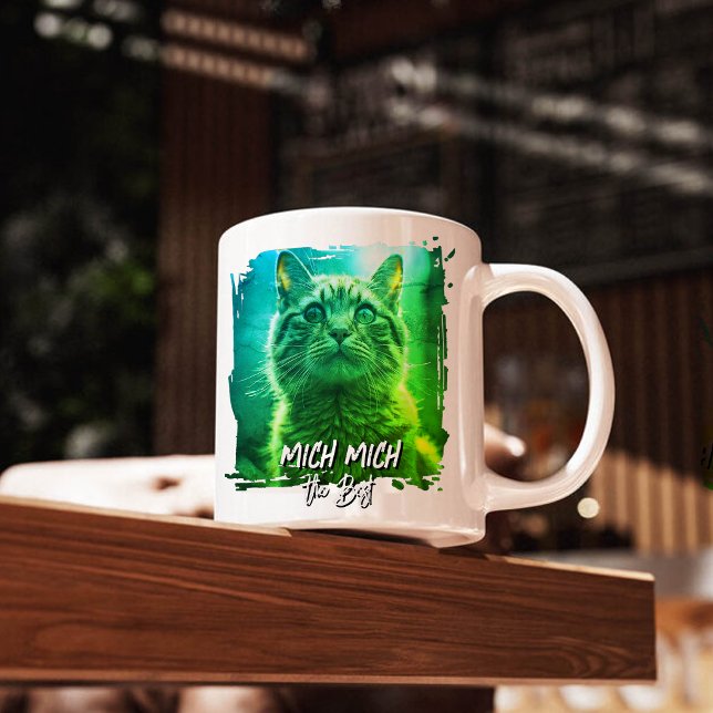 Moderner Meow-Rahmen – Personalisiertes Katzenname Kaffeetasse (Von Creator hochgeladen)
