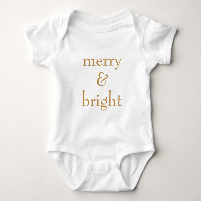 Moderner Merry & Bright Gold Weihnachtsurlaub Baby Strampler (Vorderseite)