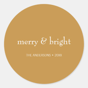 Moderner Merry & Bright Gold Weihnachtsurlaub Runder Aufkleber