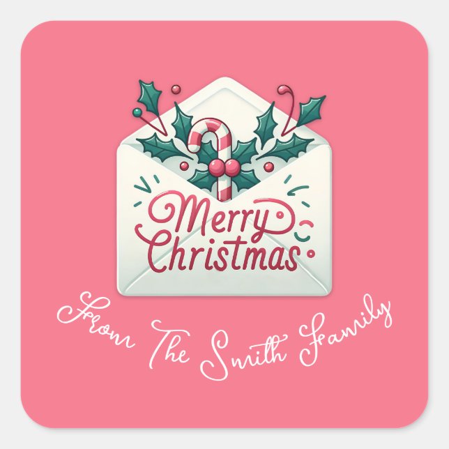 Moderner Merry Mail Whimsical Weihnachten Individu Quadratischer Aufkleber (Vorderseite)