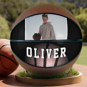 Moderner Metallischer Basketball Name Foto Basketb