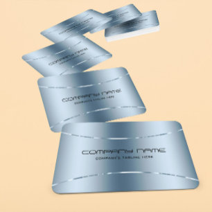 Moderner Metallischer Blaurostfreier Stahl Look 2 Visitenkarte