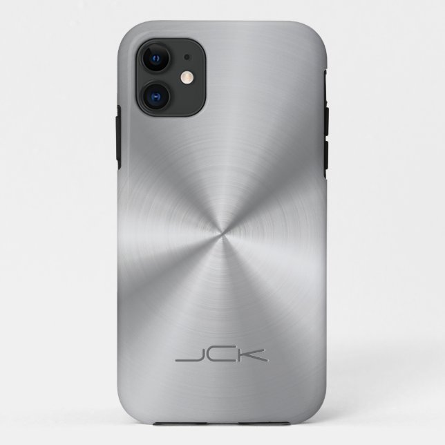 Moderner metallischer Silber-Grau-Stahllook Case-Mate iPhone Hülle (Rückseite)