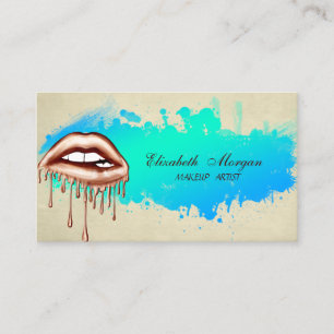 Moderner metallischer tropfender Lippen-Makeup-Art Visitenkarte