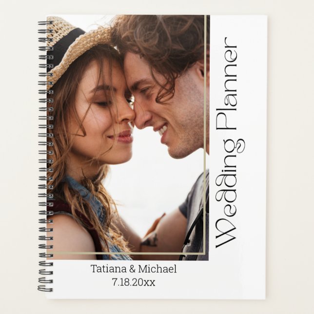 moderner Mindest-Typografie-Foto-Hochzeitsplaner Planer (Vorderseite)