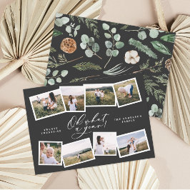 Moderner Minimal 8 Foto Neujahr Schwarzer Familien Feiertagskarte