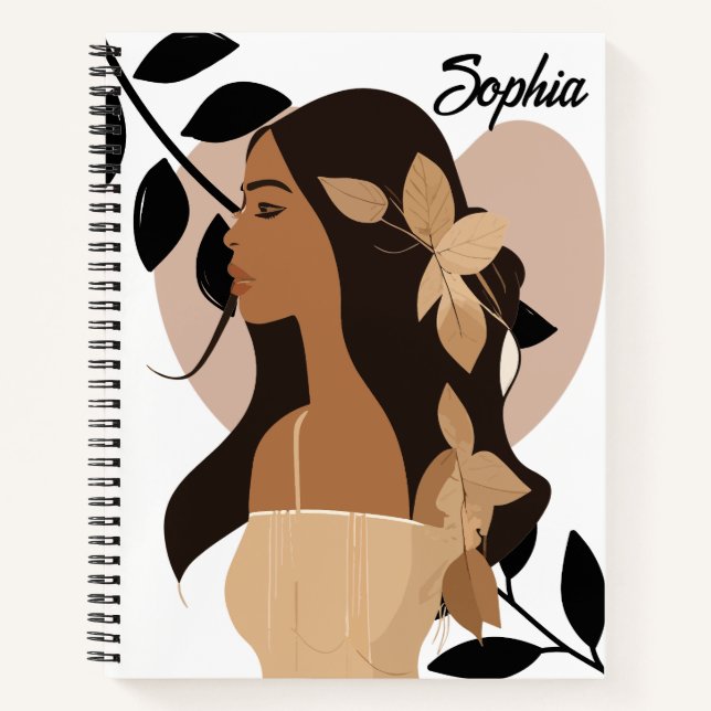 Moderner Minimal Abstrakter Boho Girl Individuelle Notizbuch (Vorderseite)