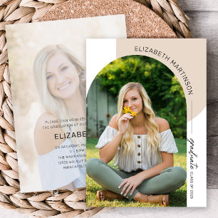 Moderner Minimal Arch 2 Foto Tan Abschluss Einladung