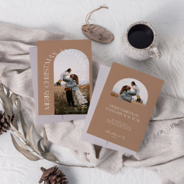 Moderner Minimal Beige Arch 2 Foto Frohe Weihnacht Feiertagskarte