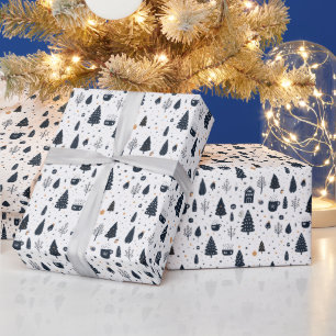 Moderner Minimal Black Neutral Weihnachtsfeiertag Geschenkpapier