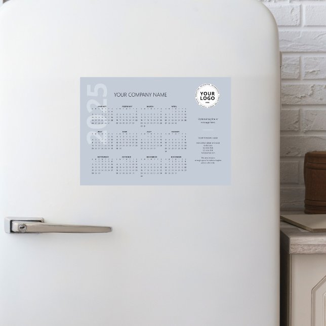 Moderner Minimal Blauer Geschäftskalender 2025 Magnetkarte (Von Creator hochgeladen)