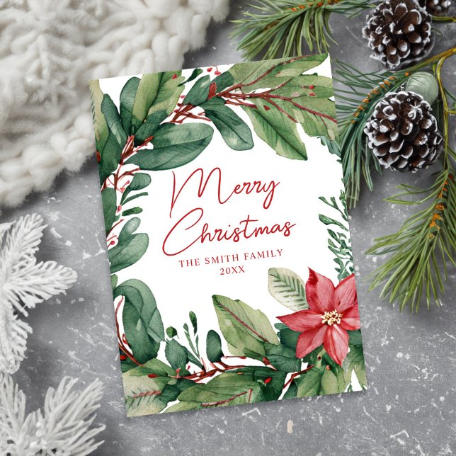 Moderner Minimal Blumenreath Frohe Weihnachten (Von Creator hochgeladen)