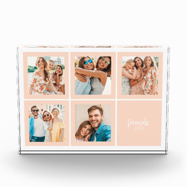 Moderner Minimal Blush Friends Foto Block (Vorderseite)