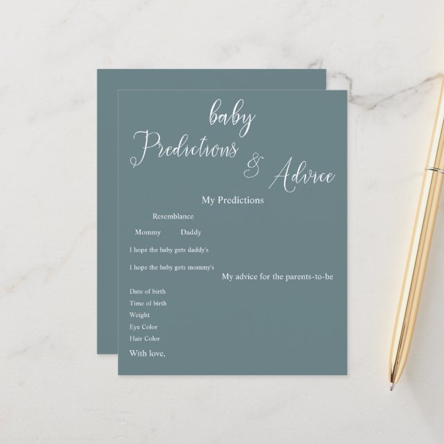 Moderner Minimal Calligraphy Baby Shower Game Flye (Vorderseite/Rückseite Beispiel)