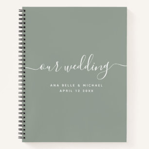Moderner Minimal Elegante Script Sage Wedding Gues Notizbuch