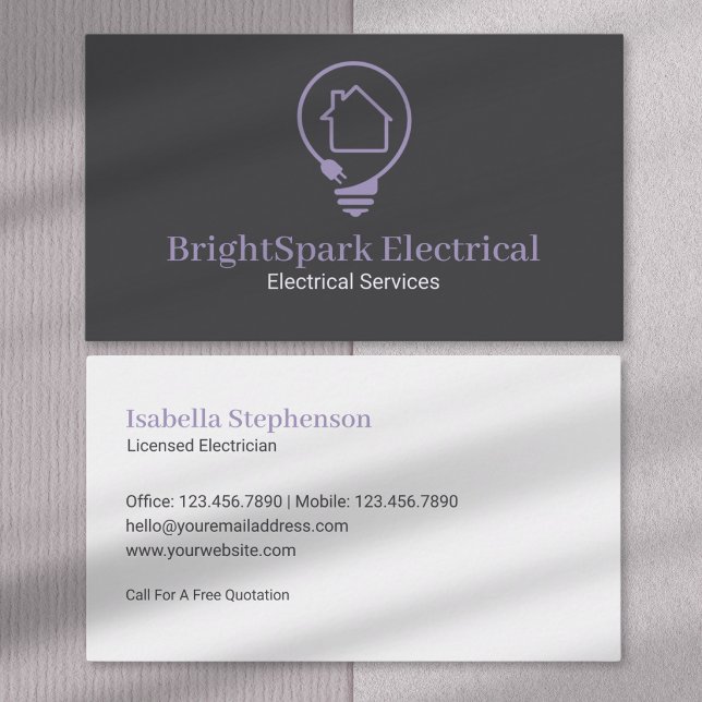 Moderner Minimal-Elektroinstallateur Visitenkarte (Von Creator hochgeladen)