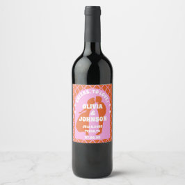 Moderner Minimal fett rosa Orange Retro Boho Arch Weinetikett