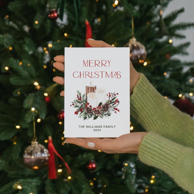 Moderner Minimal frohe Weihnachten Roter Berry Bot (Spread the magic of the holidays with these beautiful cards 🎅🏼❤️)