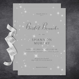Moderner Minimal Gray Sparkle Bridal Brunch Einladung