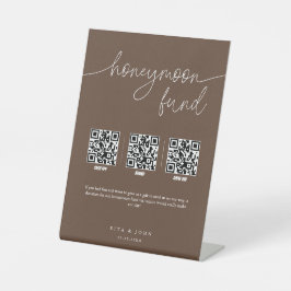 Moderner Minimal-Honeymoon-Fonds Cash QR Code Hoch Sockelschild
