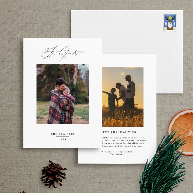 Moderner Minimal-Kalligrafie Dankbarer Erntedank Feiertagskarte (Von Creator hochgeladen)