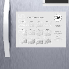 Moderner Minimal Light Gray Business Kalender 2025 Magnetkarte