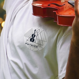 Moderner Minimal Navy Blue & White Violin Designer Runder Aufkleber