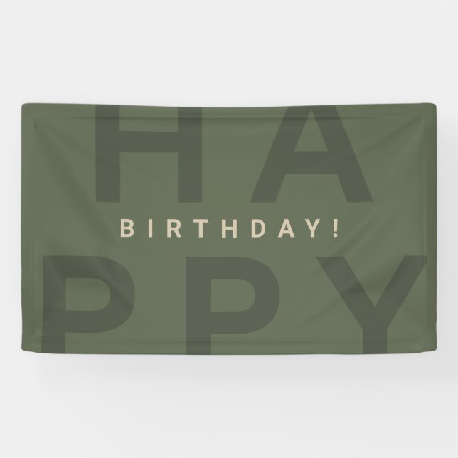 Moderner Minimal Olive Green Geburtstag Banner (Horizontal)