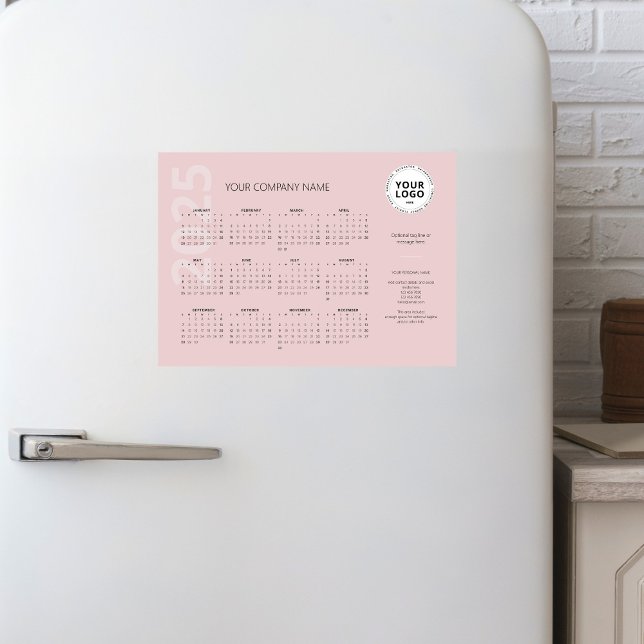 Moderner Minimal Pink Business Calendar 2025 Magnetkarte (Von Creator hochgeladen)