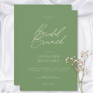 Moderner Minimal Sage Green Bridal Brunch Einladung