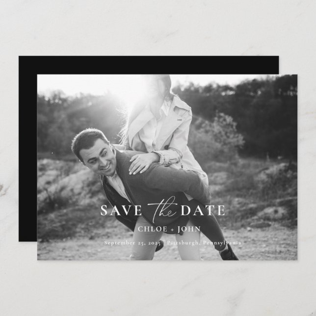 Moderner Minimal Save the Date Einladung (Vorne/Hinten)