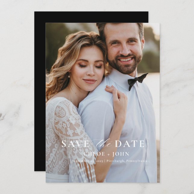 Moderner Minimal Save the Date Einladung (Vorne/Hinten)
