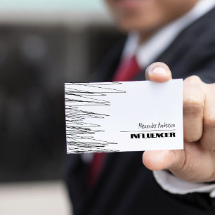 Moderner Minimal Scribble Black and White QR Code Visitenkarte