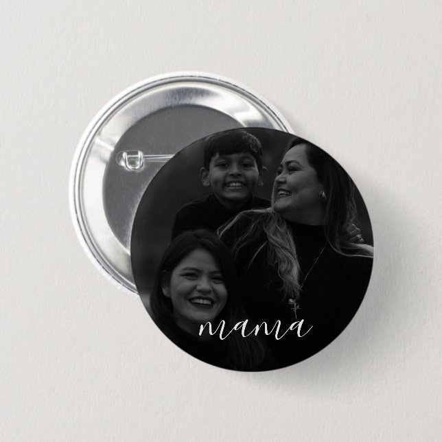 Moderner Minimal Script Mama Foto Muttertag Button (Vorne & Hinten)